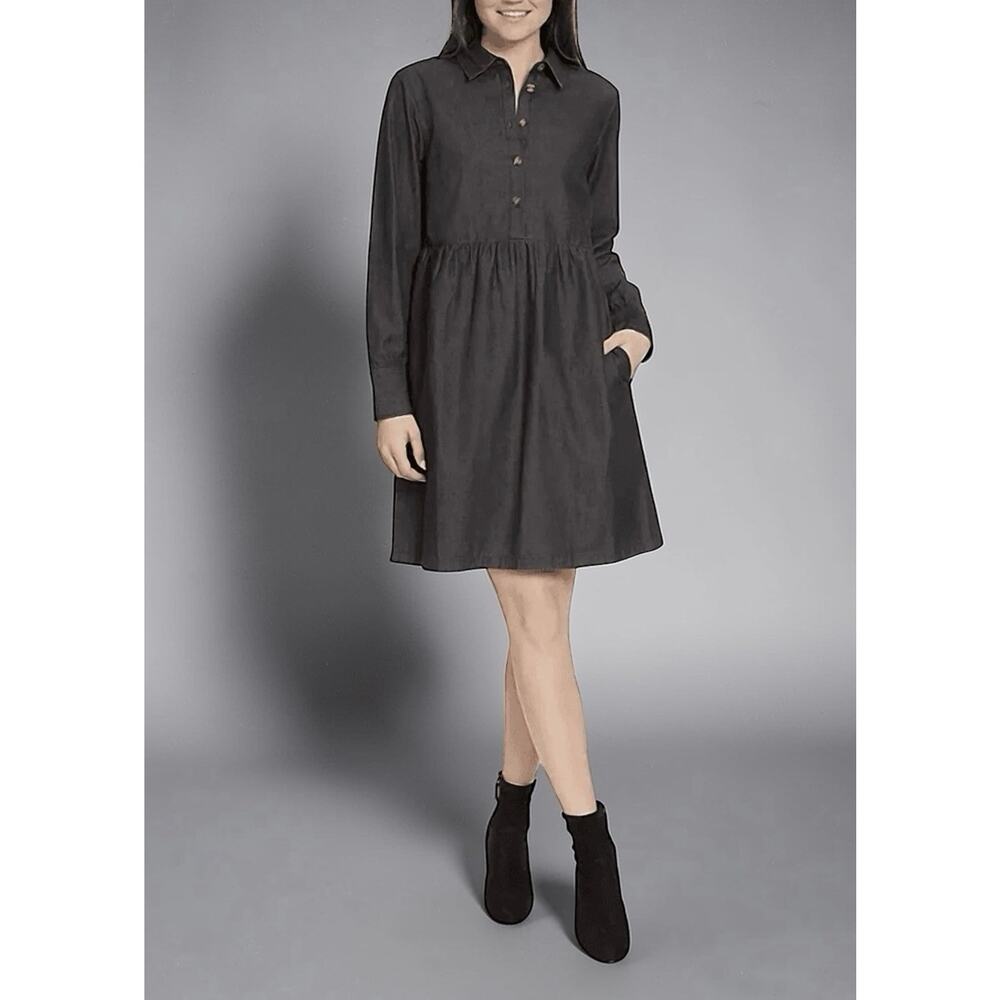 NWT Nine West Denim Shirt Dress XXL 100% Cotton Long Sleeve Pockets